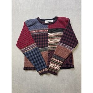 Vintage Paul Harris Design Patchwork Knit Sweater Women's Small Retro Y2K